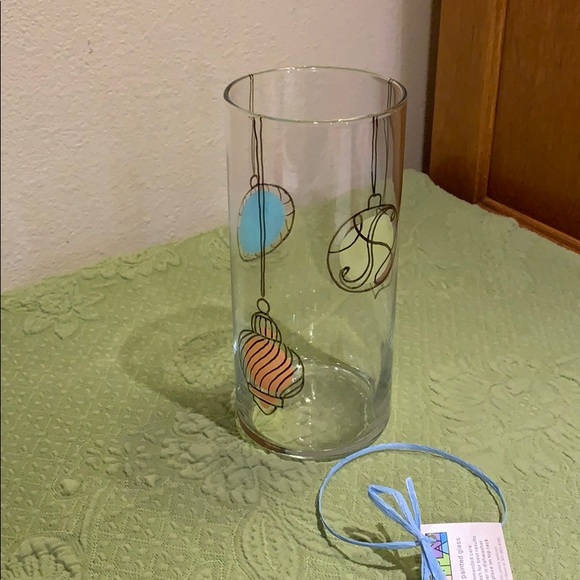 NWT Hand Painted Glass Christmas Ornament Vase - Picture 1 of 5
